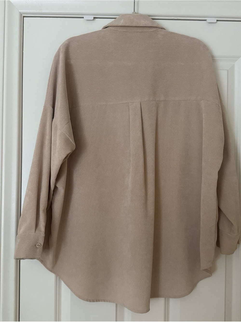 ZARA Tan Suede Rib Button Front Over-Shirt - Picture 4 of 4